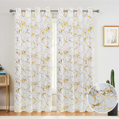 2 of 7:Denver Marble Metallic Grommet Window Curtain Panel, 54x84 Inches 