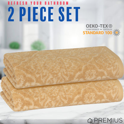 10 of 23:PREMIUS 2 Pack Damask 100% Cotton Yarn Dyed Hand Towel, 16x28 Inches 
