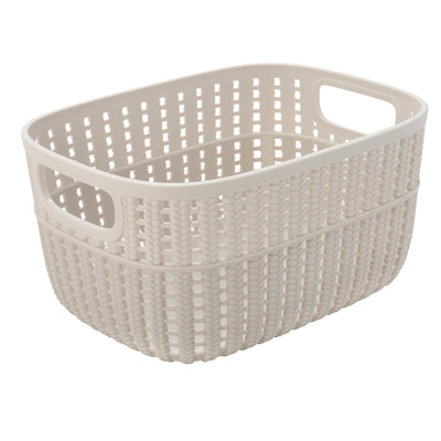 1 of 2:Simplify 2-Tone Decorative Small Storage Basket in Ivory 