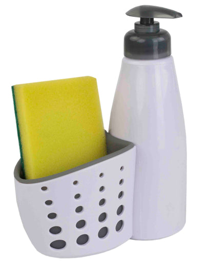 1 of 6:Home Basics Soap Dispenser with Perforated Sponge Holder, White 