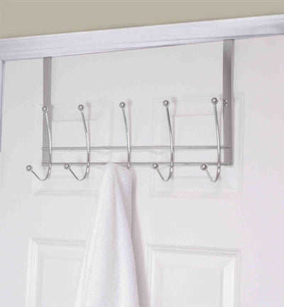 1 of 3:Home Basics Chrome Plated Steel Over the Door 5 hook Hanging Rack 