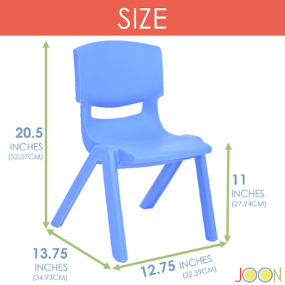 3 of 7:JOON Stackable Plastic Kids Learning Chairs, Blue, 20.5x12.75x11 Inches, 2-Pack (Pack of 2) 