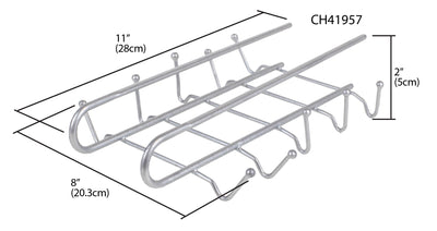 5 of 5:Home Basics Under the Shelf  Vinyl Coated Steel 6 Hook  Mug Rack, Silver 