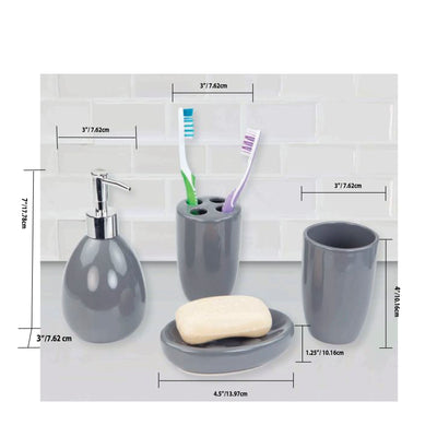 2 of 2:Ensemble d'accessoires de bain Home Basics 4 pièces, gris 