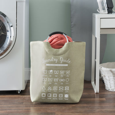 2 of 3:Panier à linge en toile Home Basics avec poignées souples, vert 