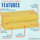 16 of 24:Serviette de bain PREMIUS en fil de coton teint, motif feuilles, 27 x 54 pouces 