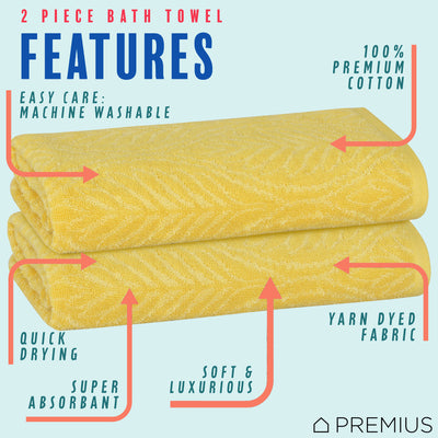 16 of 24:Serviette de bain PREMIUS en fil de coton teint, motif feuilles, 27 x 54 pouces 