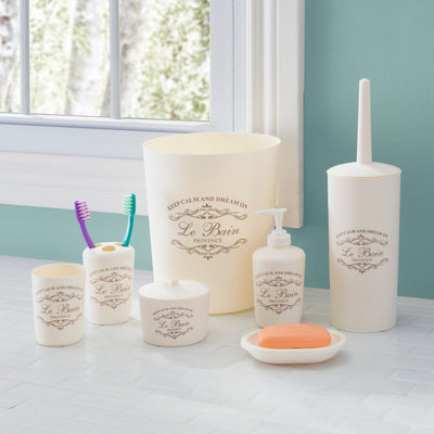4 of 5:Home Basics Paris Collection 7 Piece Bath Ensemble, Beige 