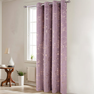 5 of 6:Surya Metallic Printed Marble Design Velvet Grommet Window Panel, 54x84 Inches 