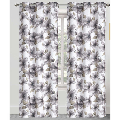 3 of 4:Mackenzie 2 Pack Floral Printed Room Darkening Grommet Window Panel, 2-38x84 Inches 