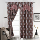4 of 4:Panneau de fenêtre Arlene à passe-tringle en jacquard floral avec cantonnière, 54 x 84 pouces 