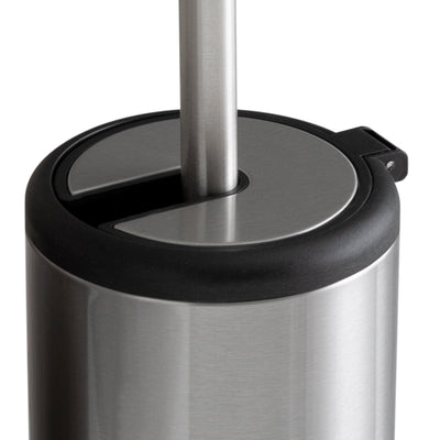 3 of 4:Bath Bliss 2 Pack Self Closing Lid Toilet Brush and Holder in Stainless Steel 
