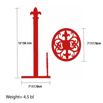 3 of 3:Porte-essuie-tout en fonte Fleur de Lis Home Basics, rouge 