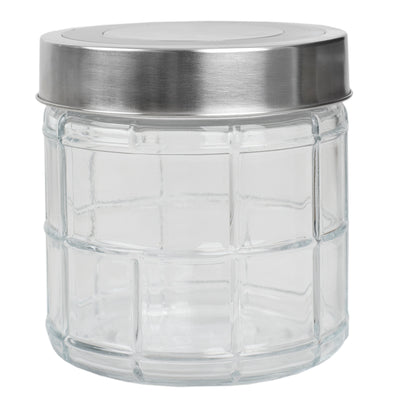 2 of 7:Home Basics Chex Collection 22 oz. Small Glass Canister with Stainless Steel Lid 