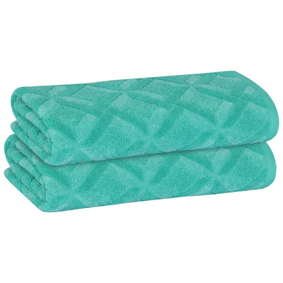 9 of 24:PREMIUS 2-Pack Geo 100% Cotton Yarn Dyed Hand Towel, 16x28 Inches 