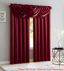1 of 3:Bridget Crushed Satin Rod Pocket Panel and Waterfall Valance Window Treatments, Burgundy 