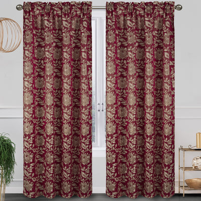 11 of 18:Rideau de fenêtre à passe-tringle et cantonnière en jacquard floral Magnolia, tous vendus séparément 