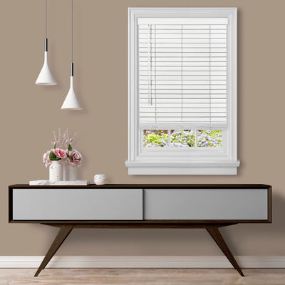 2 of 3:Cordless GII Madera Falsa 2 Faux Wood Plantation Blind 27x64 - White 
