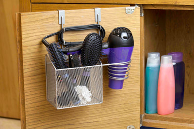 1 of 4:Home Basics Steel Over the Cabinet Hairdryer Organizer, Silver 
