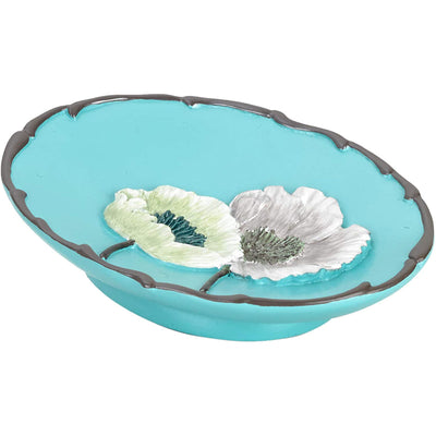 3 of 8:Poppy Fields Complete Bath Ensemble Decor Set, Aqua, All Sold Separately 