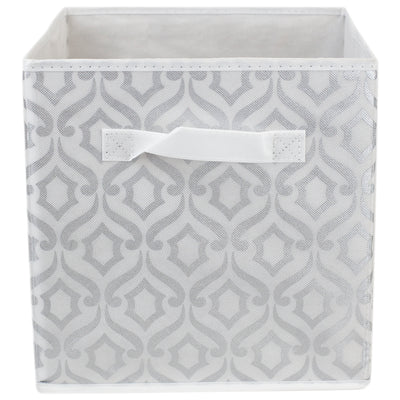 3 of 4:Home Basics Papelera de almacenamiento Damasco, plateada 