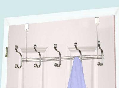 1 of 3:Home Basics Over the Door 5 Hook Hanging Rack, Satin Nickel 