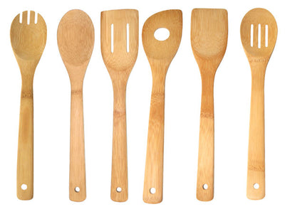 1 of 7:Ensemble d'ustensiles de cuisine en bambou Home Basics, 6 pièces, 6,3 x 30,5 x 6,3 cm 
