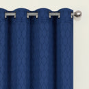 3 of 6:Mackenna Ogee Jacquard Grommet Window Panel, Navy, 52x84 Inches 