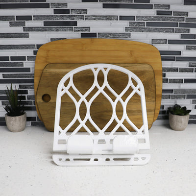 4 of 10:Home Basics Iris Collection Cast Iron Tablet and Cookbook Holder Stand, White 