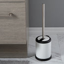 3 of 4:Bath Bliss Self Closing Lid Toilet Brush and Holder in White 