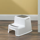 5 of 5:Home Basics 2 Tier Non-Slip Rubber Tread Plastic Step Stool, White 