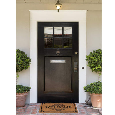 6 of 6:Achim Welcome Printed Coir Doormat, Brown-Black, 18x30 Inches 