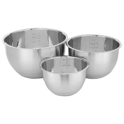 2 of 7:Home Basics 3 Piece Stainless Steel Nesting Mixing Bowls with Rubber Bottoms 