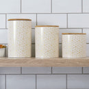 6 of 7:Ensemble de 3 boîtes en céramique Home Basics Cubix avec couvercle en bambou, blanc 