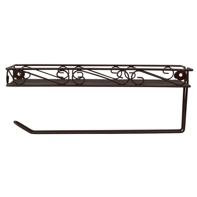 4 of 10:Porte-essuie-tout mural avec panier Home Basics Scroll Collection, bronze 
