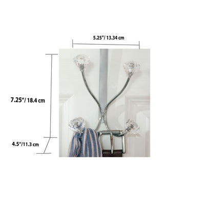 5 of 5:Crochet double de suspension pour porte Home Basics avec boutons en cristal 