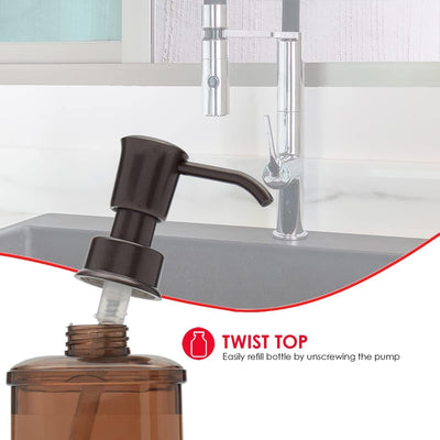 2 of 4:Distributeur de savon Home Basics avec porte-éponge tressé, bronze, 530 ml 