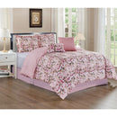 1 of 1:Torcello Flower Printed 5-Piece Comforter Set, Pink, King 