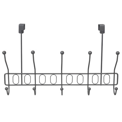 3 of 10:Home Basics Unity Over the Door 5 Hook Hanging Rack, Silver 