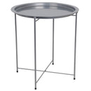1 of 3:Home Basics Foldable Round Multi-Purpose Side Accent Metal Table, Silver 