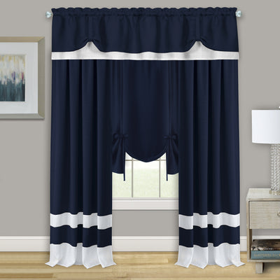 2 of 4:Rideau de fenêtre Darcy à nouer - 58 x 63 - Bleu marine 