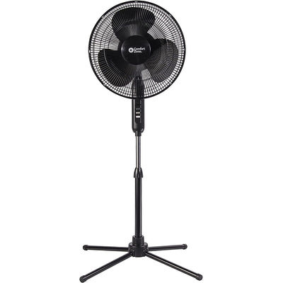 1 of 4:Ventilateur sur pied oscillant Comfort Zone à 3 vitesses, noir, 16 pouces 