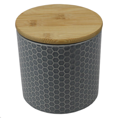 3 of 4:Home Basics Honeycomb Small Ceramic Canister, Grey 
