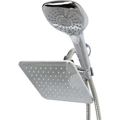 1 of 4:Home Basics Dual Rainfall Chrome Plated Steel Shower Massager, Silver 