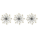 1 of 1:PREMIUS 3 Piece Metal Two-Tone Starburst Wall Decor Set, Black-Gold, 9 Inches 