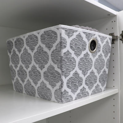 5 of 5:Home Basics Arabesque Storage Bin, White, 12.5x15x10 Inches 