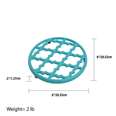 15 of 15:Home Basics Moroccan Lattice Collection Cast Iron Trivet, Turquoise, 8x8x.5 Inches 