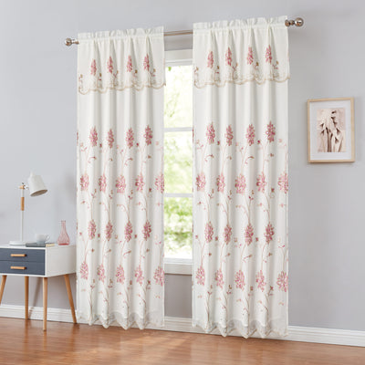 5 of 7:Brynn Embroidered Rod Pocket Panel With Attached Valance and Backing, 54x90 Inches 