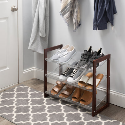 2 of 4:Neu Home Zapatero con estante de malla de 3 niveles en color espresso 
