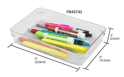 3 of 3:Home Basics Organizador de cajones de plástico de 6 x 9 x 2 con revestimiento de goma 